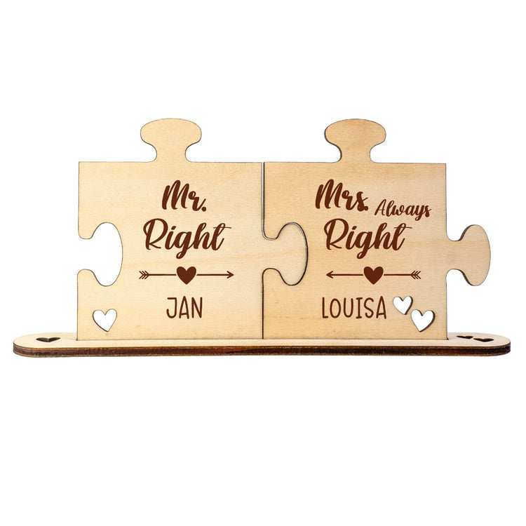 Holz - Puzzleteile Mr. & Mrs. Right - personalisiert