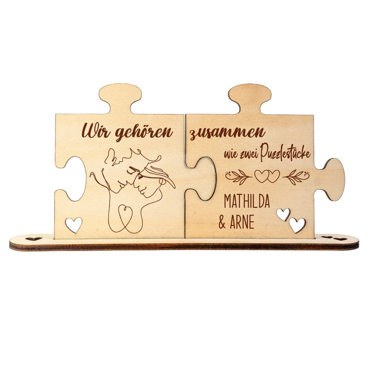 Holz - Puzzleteile Wir gehören zusammen - personalisiert