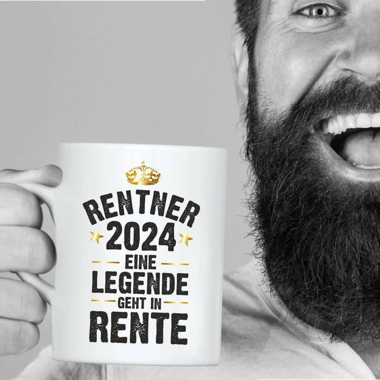 Weiße Tasse Rentner / Rentnerin 2024 - Eine Legende geht in Rente