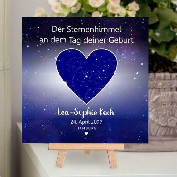 Personalisiertes Holzbild Sternenhimmel Geburt