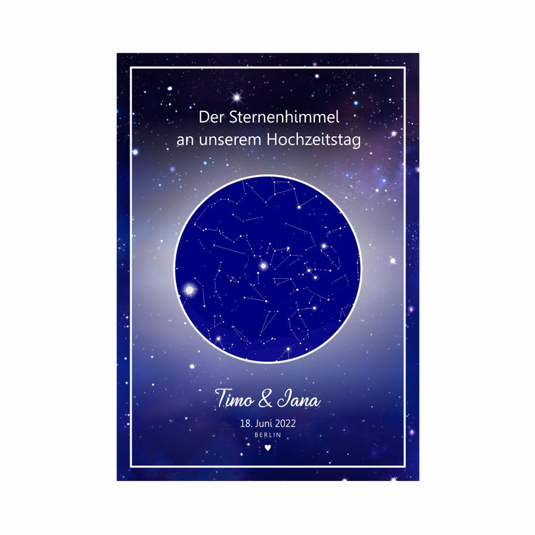 Poster Dein Sternenhimmel zum Hochzeitstag für Paare - personalisierbar