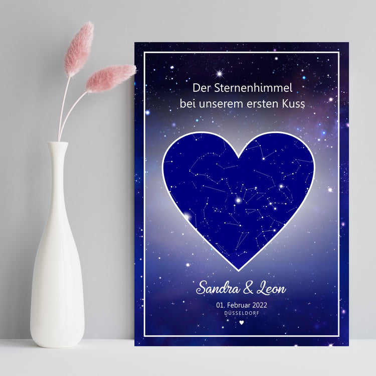 Poster Dein Sternenhimmel am Wunschtag für Paare - personalisierbar