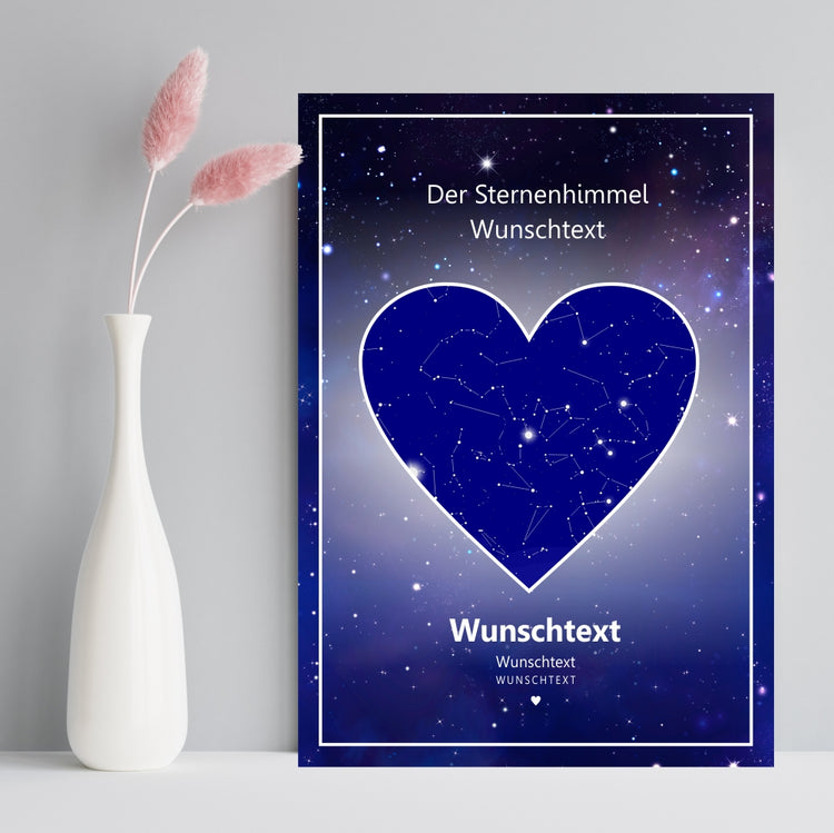 Poster Dein Sternenhimmel am Wunschtag für Paare - personalisierbar