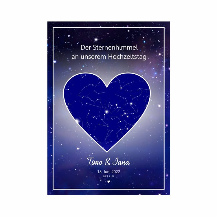 Poster Dein Sternenhimmel zum Hochzeitstag für Paare - personalisierbar