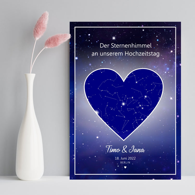 Poster Dein Sternenhimmel zum Hochzeitstag für Paare - personalisierbar