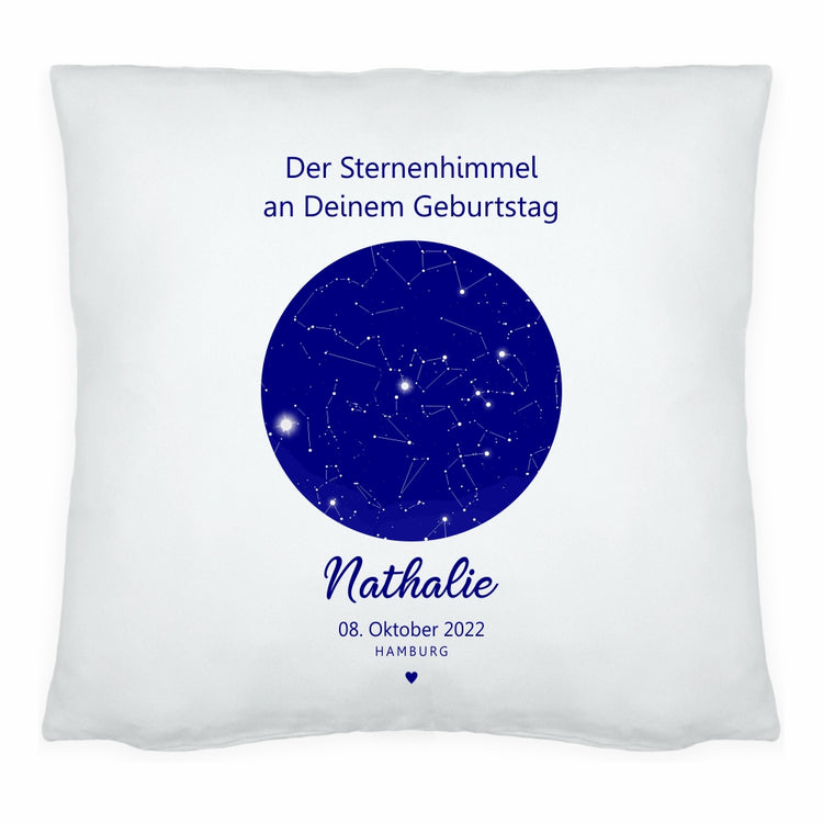 Kissen Sternenhimmel zum Geburtstag - personalisierbar