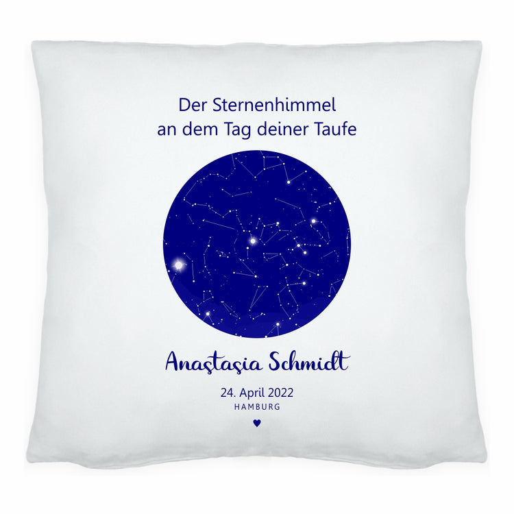 Kissen Sternenhimmel zur Geburt / Taufe - personalisierbar