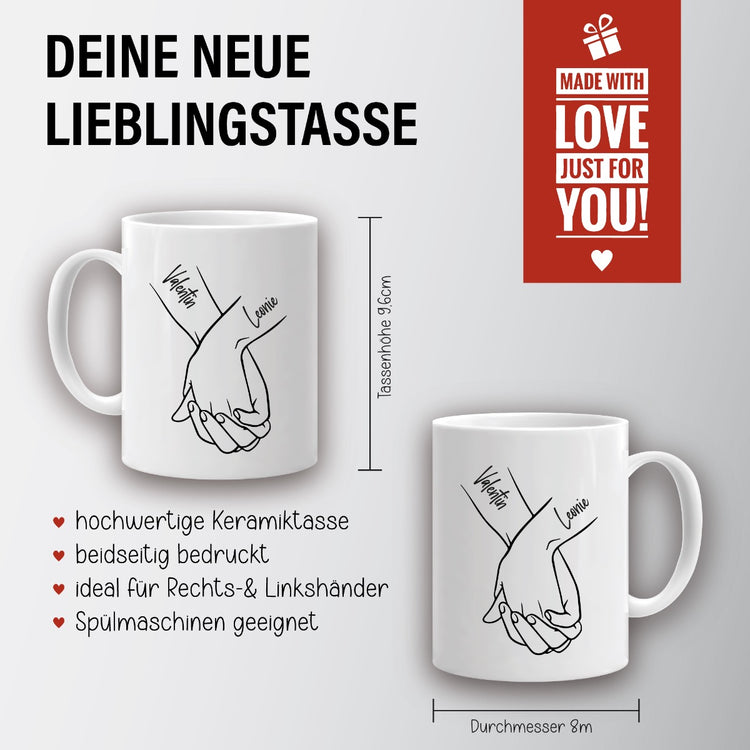 Tasse Haltende Hände mit Namen