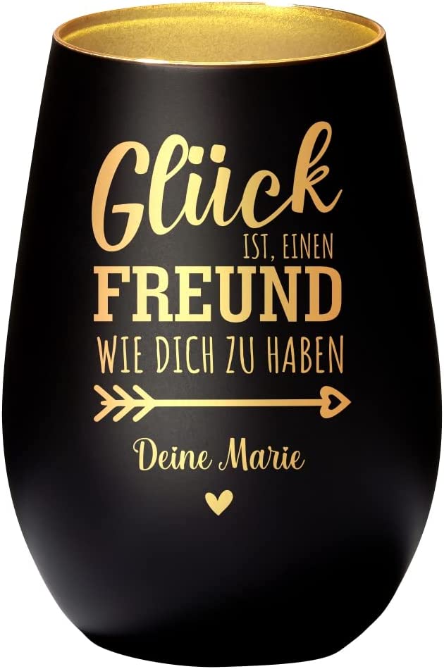 Windlicht Glück ist, einen Freund wie dich zu haben personalisiert