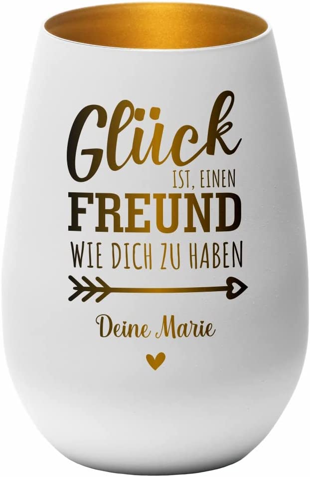 Windlicht Glück ist, einen Freund wie dich zu haben personalisiert