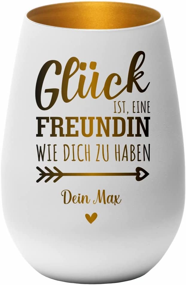 Windlicht Glück ist, eine Freundin wie dich zu haben personalisiert