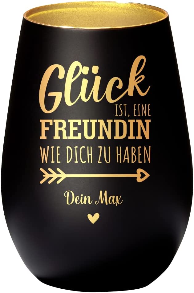 Windlicht Glück ist, eine Freundin wie dich zu haben personalisiert