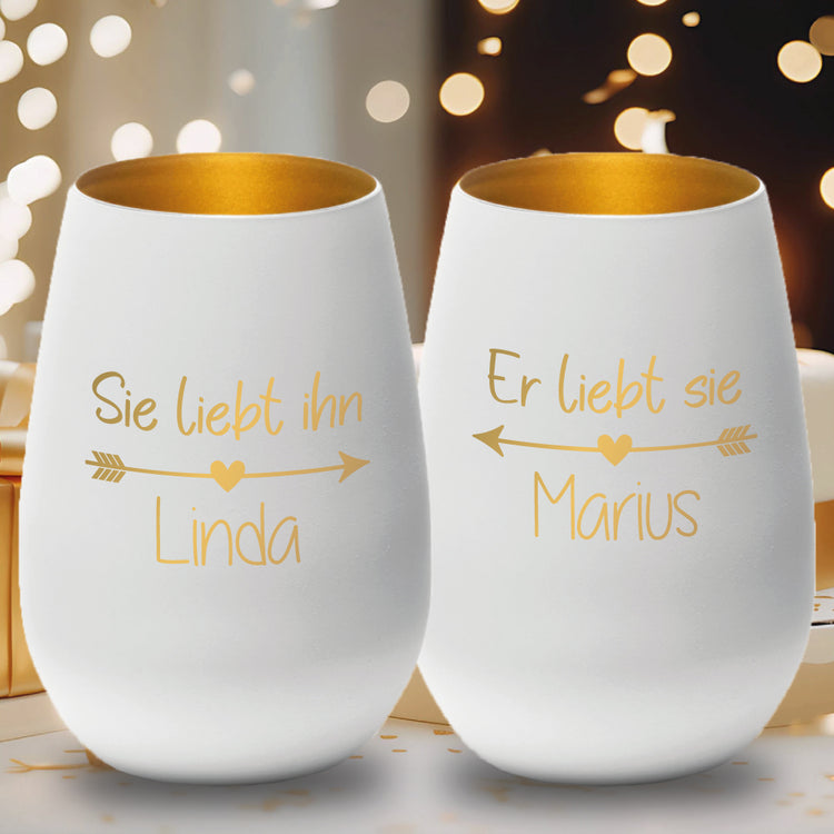 Windlicht Hochzeit er liebt... sie liebt... 