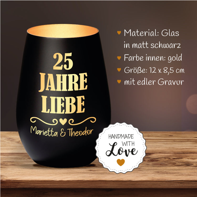 Windlicht Silberhochzeit 25 Jahre Liebe