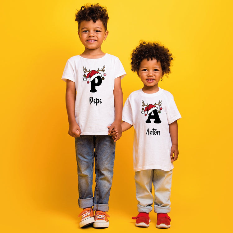 Kinder T-Shirt Set - Xmas Monogram