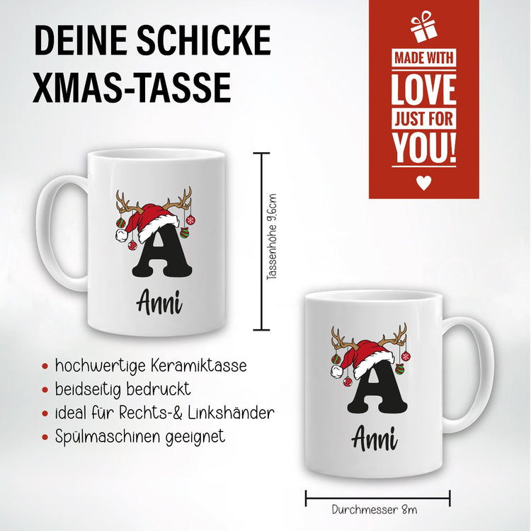 Weihnachtstasse - Monogram personalisiert