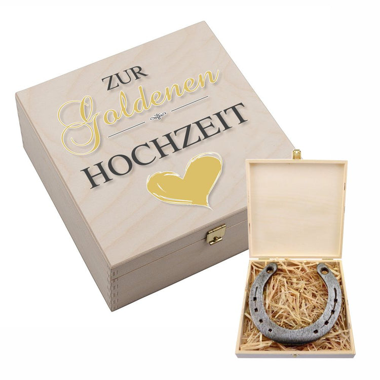 Hufeisen-Box Zur Goldenen Hochzeit (goldenes Herz)